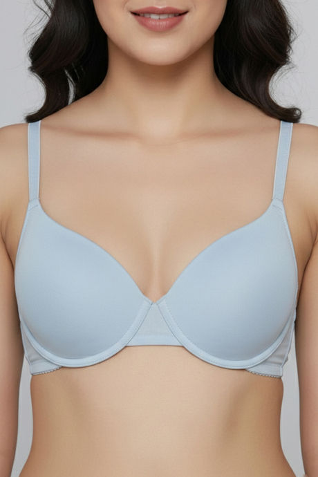 Zivame Padded Plunge Wired Medium Coverage Tshirt Bra - Ice Water — image 4